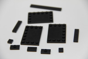 The pieces for building a LEGO flat screen TV